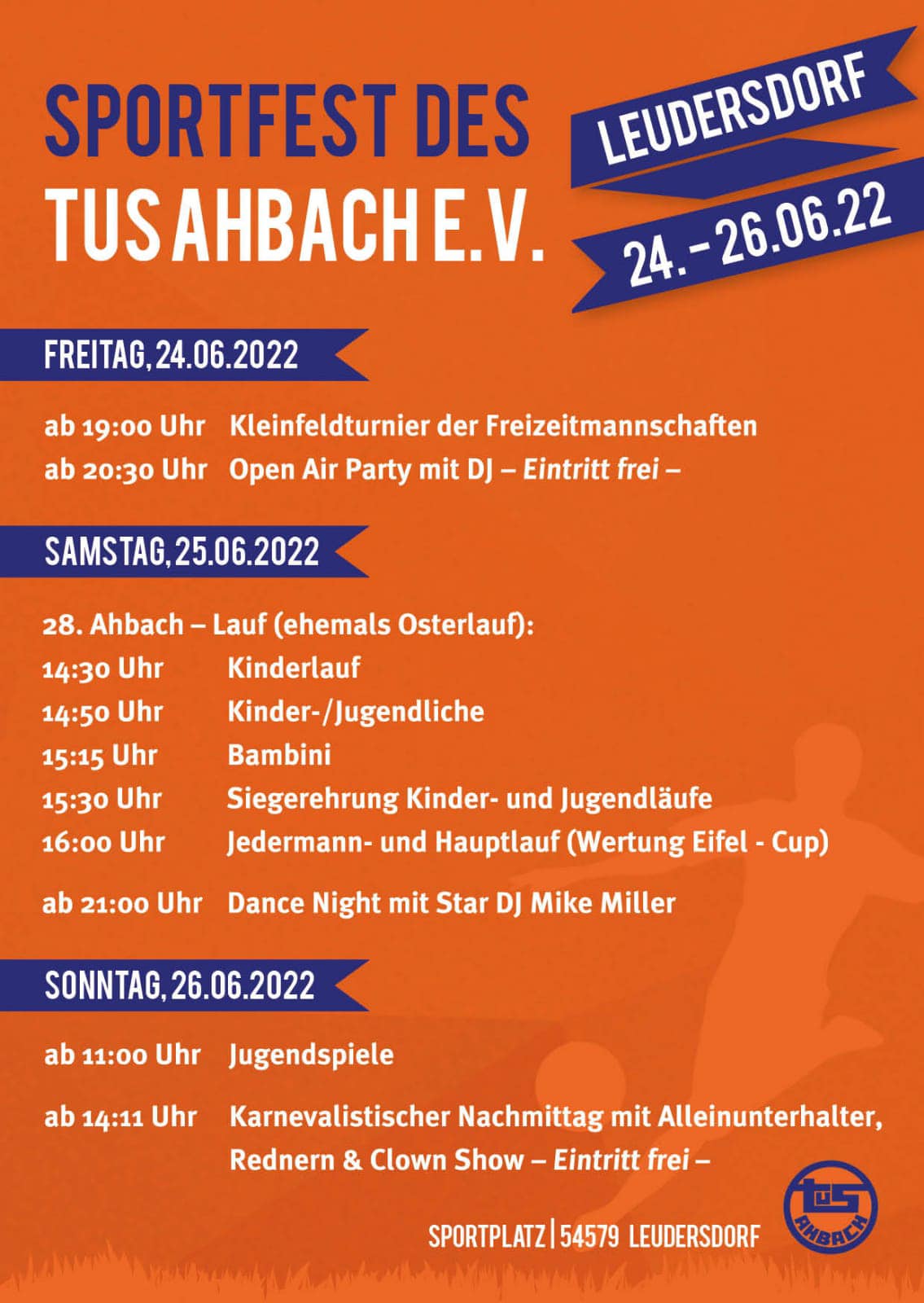Programm Sportfest TuS Ahbach 2022